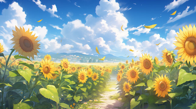 ひまわり畑、青空」の写真素材 | 18,660件の無料イラスト画像 | Adobe