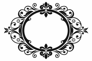  Ornamental frame silhouette black vector art illustration