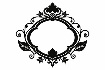  Ornamental frame silhouette black vector art illustration