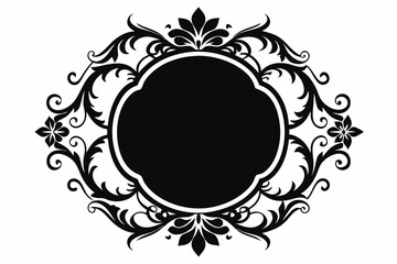  Ornamental frame silhouette black vector art illustration