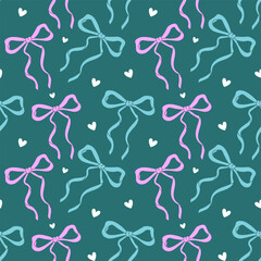 Pink and Blue Bow Pattern