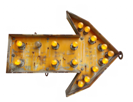 Yellow Marquee Arrow Sign