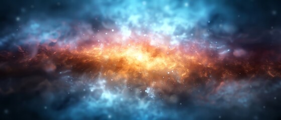 Fototapeta premium A star-filled expanse with a radiant orange and blue light emanating from its center