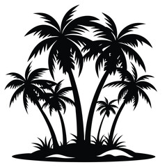 Palm Trees Silhouette Vector Illustration Art