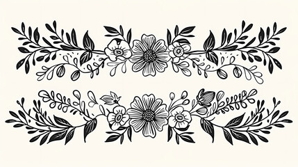 retro style flowers for decoration, doodle line art hand drawing , design element illustration,  isolated on white background.