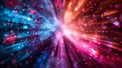 Abstract Light Burst with Blurry Lines and Glowing Particles