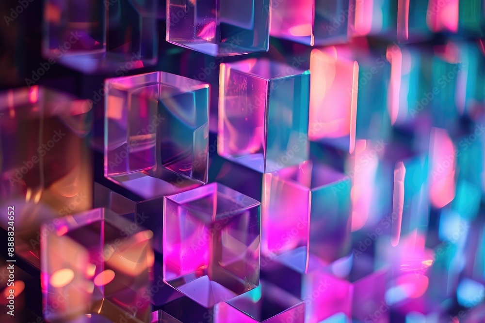 Poster vibrant squares in abstract arrangement, ideal for creating visually appealing backgrounds or design