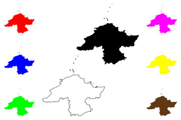 Yantai City (People's Republic of China, Shandong Province) map vector illustration, scribble sketch City of Yentai, Zhifu or Chefoo map