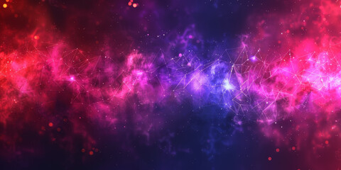 Fototapeta premium Abstract digital landscape with glowing particles and lines on a dark blue backdrop, symbolizing technology. 