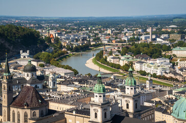 View from Hohensalzburg Castle above the city of Saltzburg in Austria. Salzburg