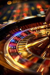Close-Up of a Roulette Wheel in Motion