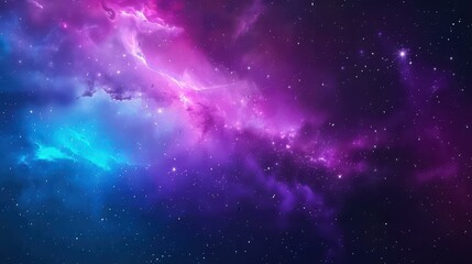 Fototapeta premium A mesmerizing cosmic scene with luminous stars and nebulae against a dark backdrop, highlighting the vastness of the universe.