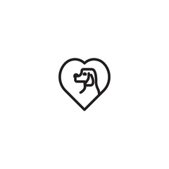Dog Love Heart for Pet Care Friendly Icon Design. Editable icon.