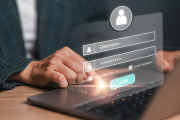 Modern Login Interface Concept with Username and Password Fields on Laptop Screen