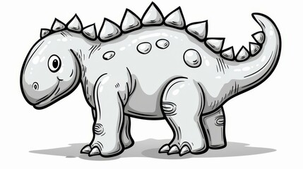 Fototapeta premium Unique handdrawn dinosaur sketch on white background. Perfect for modern print designs.