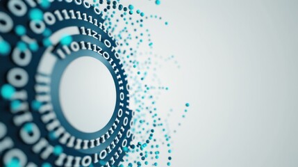 AIthemed digital concept with futuristic interface  binary code on white background.