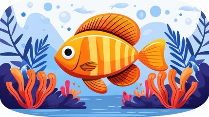 Fototapeta premium Mesmerizing underwater scene fish gracefully swim amongst vibrant corals in the deep blue ocean.