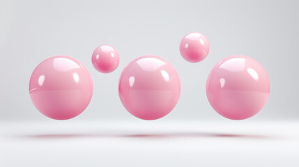 Stand out with 3D pink bubbles on a white background. Vibrant and fun cutout pink balls for your projects.