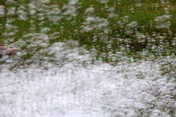 colorful soap bubble background. colorful bubbles in a nature