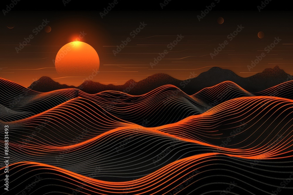 Aufkleber abstract cosmic landscape with swirling patterns and planets creating a dramatic space scene