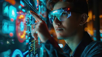 Digital firewall management, augmented reality controls, hightech design