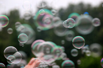 colorful soap bubble background. colorful bubbles in a nature