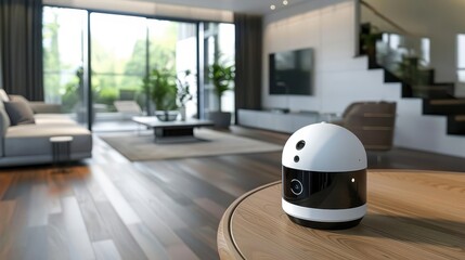Digital home security, augmented reality monitoring, sleek modern design