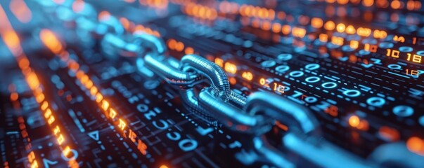 Fototapeta premium Digital ledger, augmented reality blockchain visualization, hightech environment