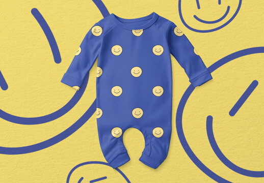 Apparel Flatlay Baby Romper Mockup With Generative AI
