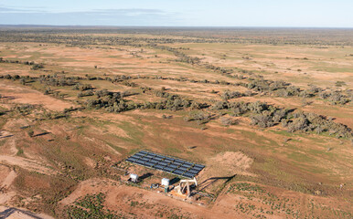 Gas rig powered by solar energy in the desert country near Noccundra ,,Queensland,Australia.