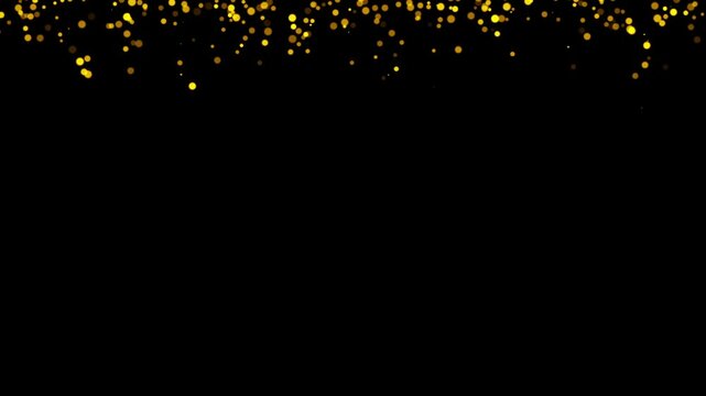 Loop Gold glitter particles animation on black, green, blue Background