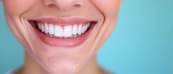Obraz premium A close-up of a woman brushing her teeth, toothbrush in hand and in mouth