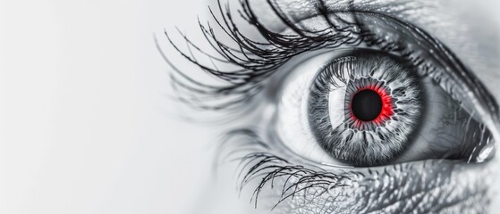 Fototapeta premium A tight shot of an eye, with a red circle superimposed over its iris