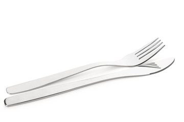 Fork and knife on white background