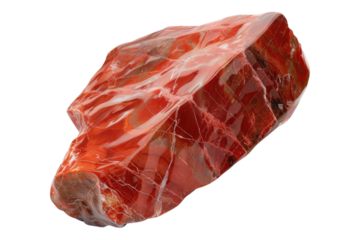 Authentic red jasper gemstone isolated on transparent background