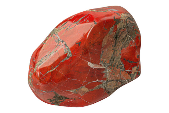 Authentic red jasper gemstone isolated on transparent background