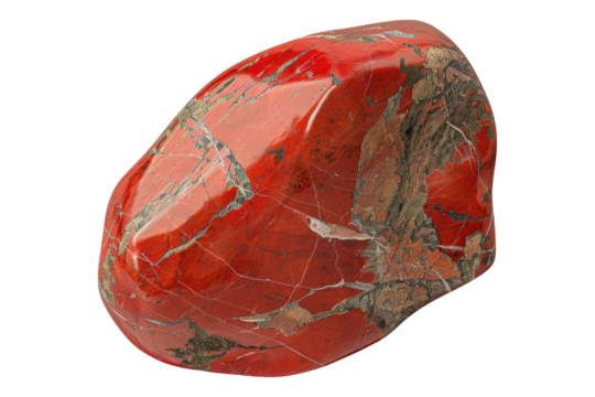 Authentic red jasper gemstone isolated on transparent background