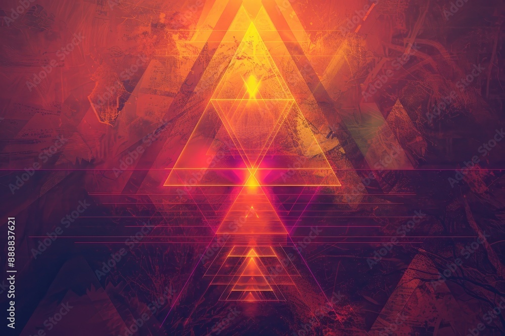 Aufkleber colorful squares and triangles create a dynamic pattern in abstract background. incandescent geometr