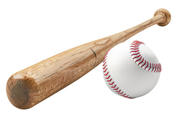Baseball bat and ball isolated on transparent background