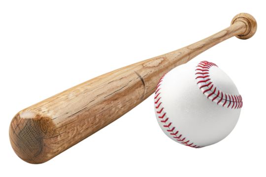 Baseball bat and ball isolated on transparent background