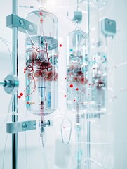 An impactful depiction of renal failure treatment, featuring dialysis and medication