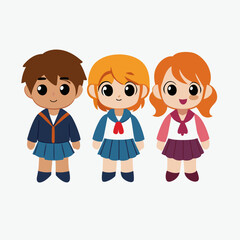 Group of pupils with backpacks wearing a school uniform