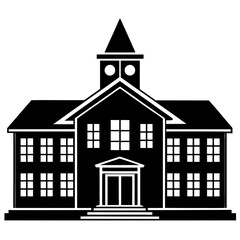 School Building.  Flat Design Style.