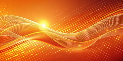 Fototapeta premium Abstract Orange Wave with Dotted Background, Orange, Wave, Abstract, Background