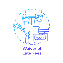 Waiver of late fees blue gradient concept icon. Debt relief, financial restructuring. Round shape line illustration. Abstract idea. Graphic design. Easy to use in infographic, presentation