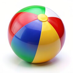 Colorful Inflatable Beach Ball on White Background, beach , ball , summer , vacation