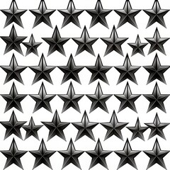 Geometric Pattern of Black Stars on White Background, digital art, graphic design, black, white, pattern, star