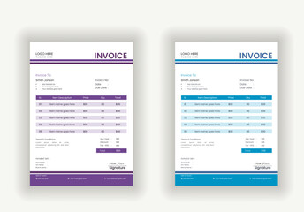 Minimal Corporate Business Invoice  template design with vector