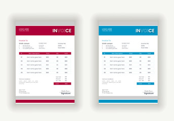 Minimal Corporate Business Invoice  template design with vector