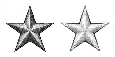 Obraz premium Hand-drawn Black and White Star Illustration, pen and ink , graphic , design, geometric , star , shape